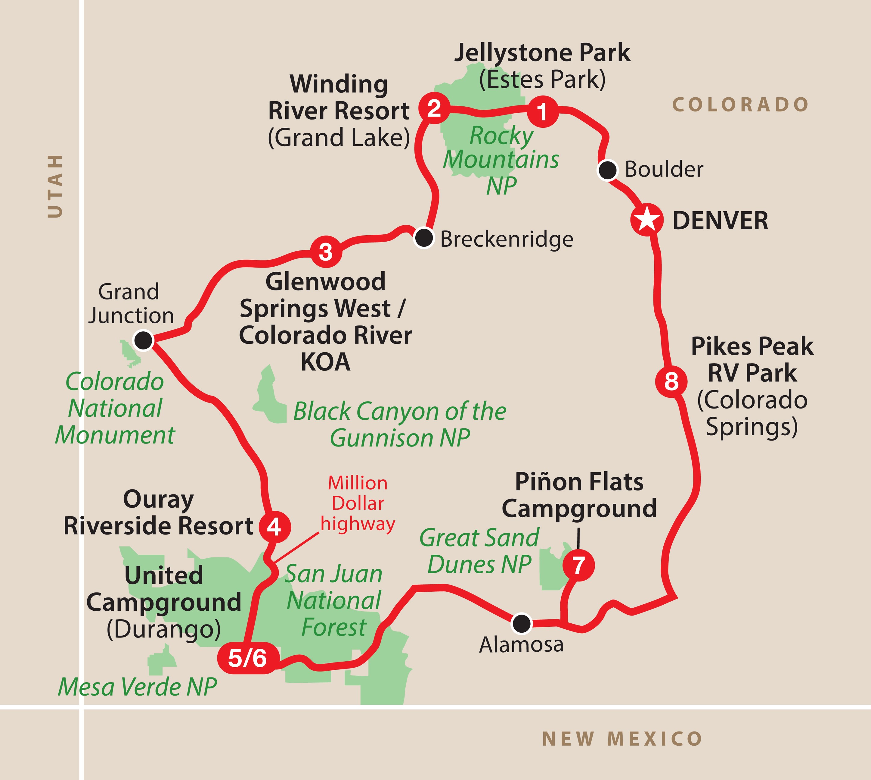 Mapa ruta Rocky Mountain High